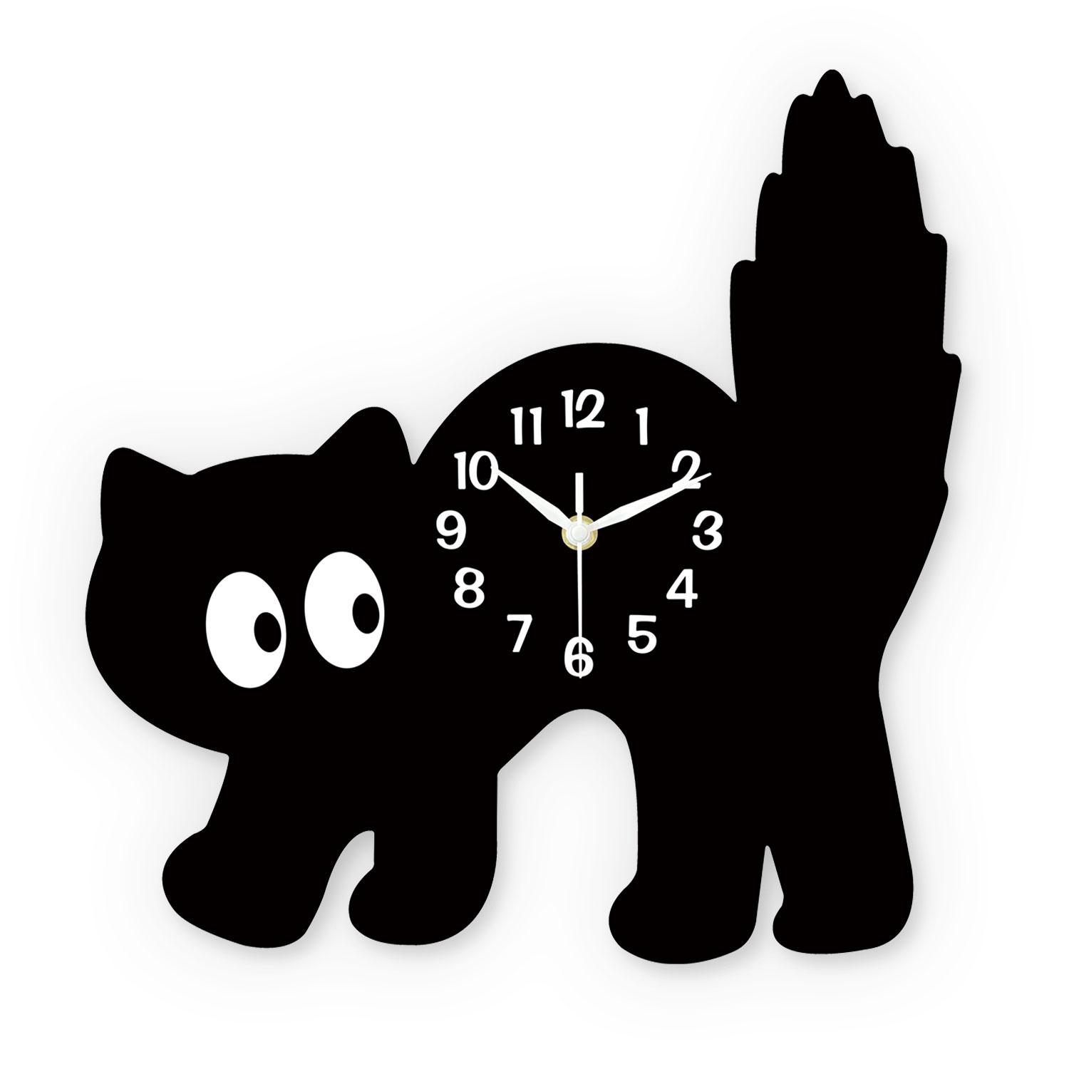 

Interesting and cute little black cat wall clock, living room, bedroom, kitchen, home decoration, wall clock, silent holiday gift (no battery) 30*29
