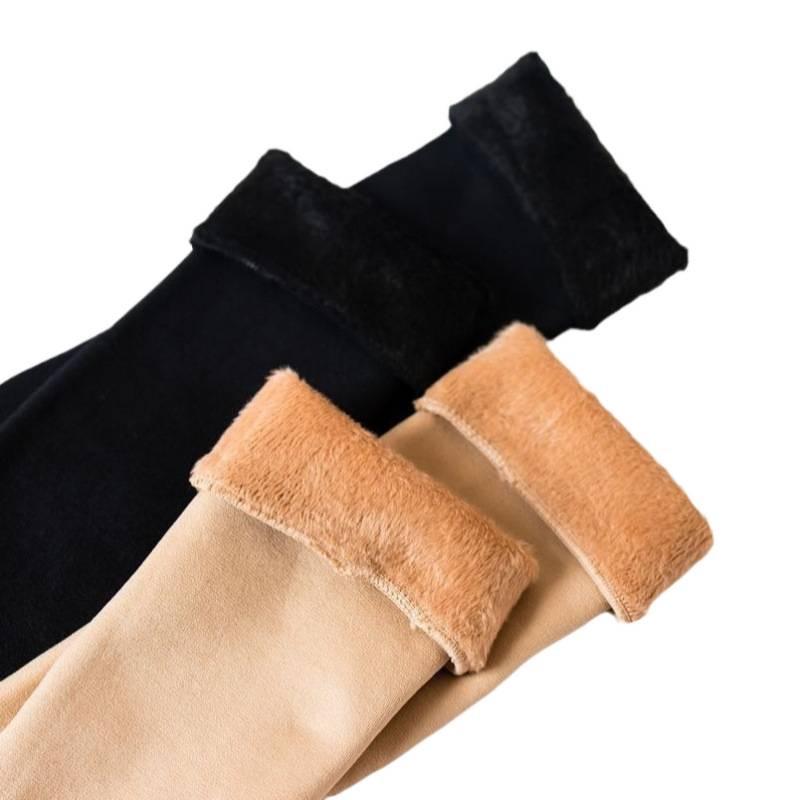 Women's Flesh-Colored Fleece Mid-Calf and Over-the-Knee Socks for Autumn/Winter: Thick, Warm, Wide-Leg, High-Top Snow Socks