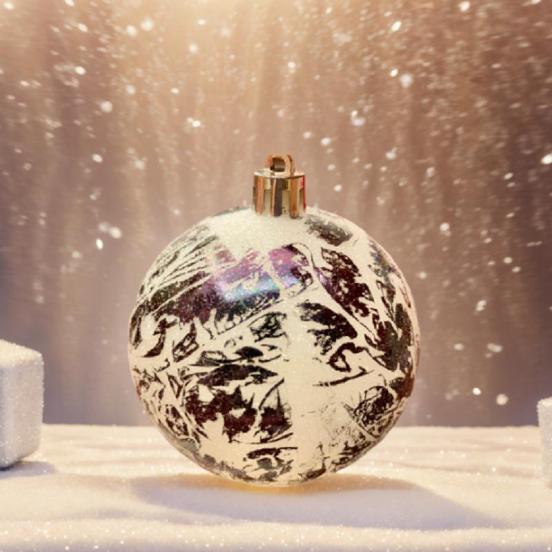 2025 Cross Border New Ink Style Christmas Ball, Sparkling Powder and Hand Drawn Christmas Ball Decoration Window Pendant
