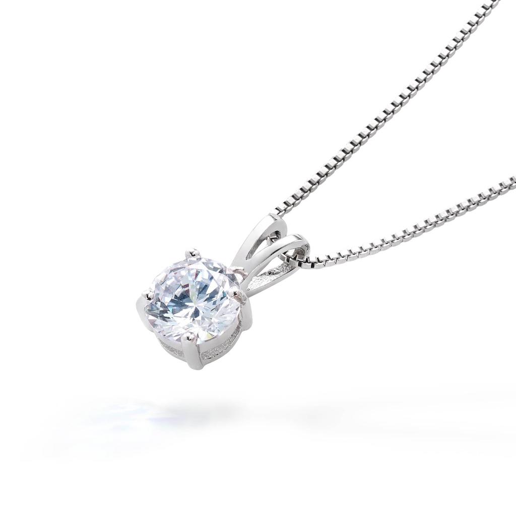 Gift from New York 1.25ct Platinum-Plated Solitaire Necklace for Women, 925 Sterling Silver, Hypoallergenic, Gift for Women