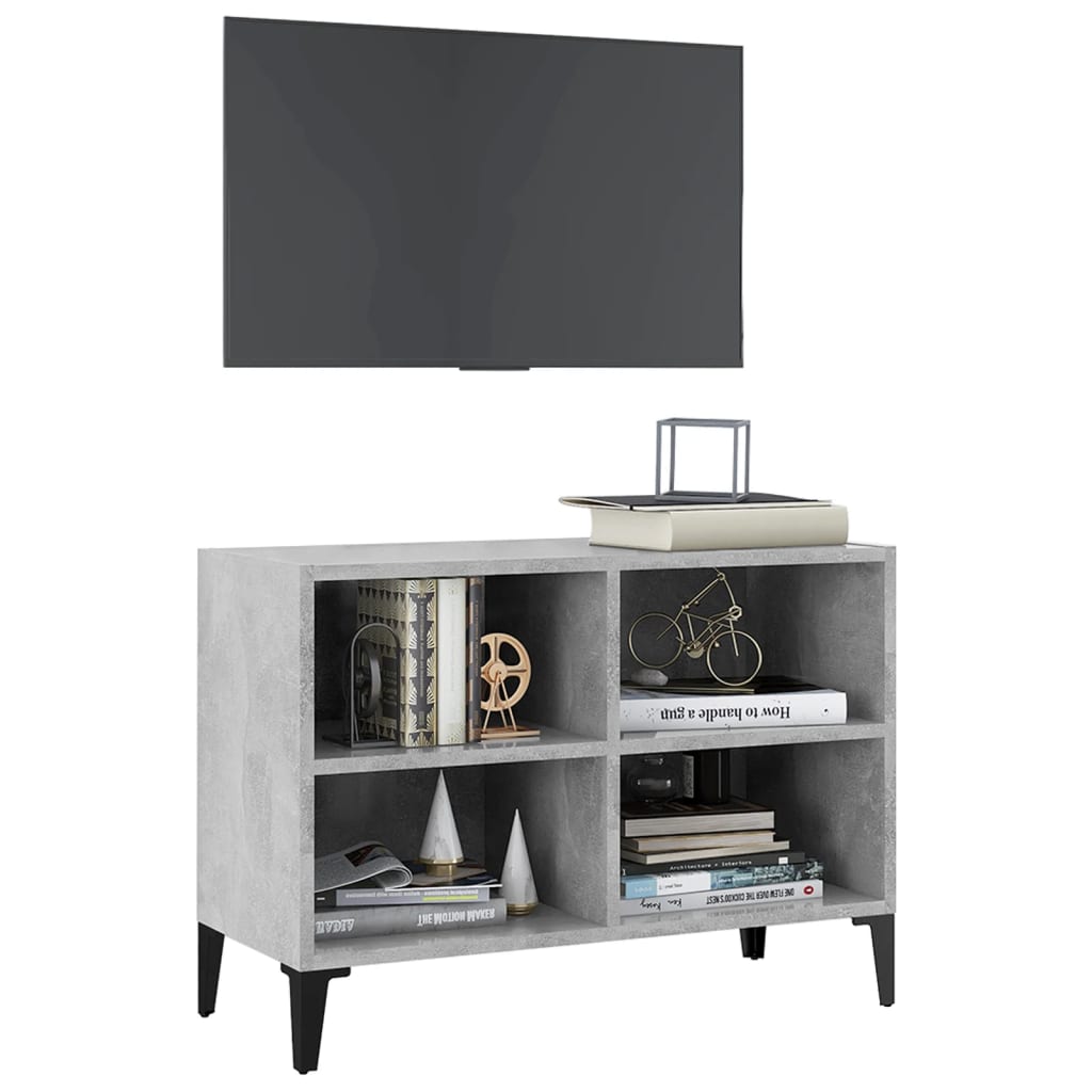 TV Cabinet with Metal Legs Concrete Grey 69.5 x 30 x 50 cm