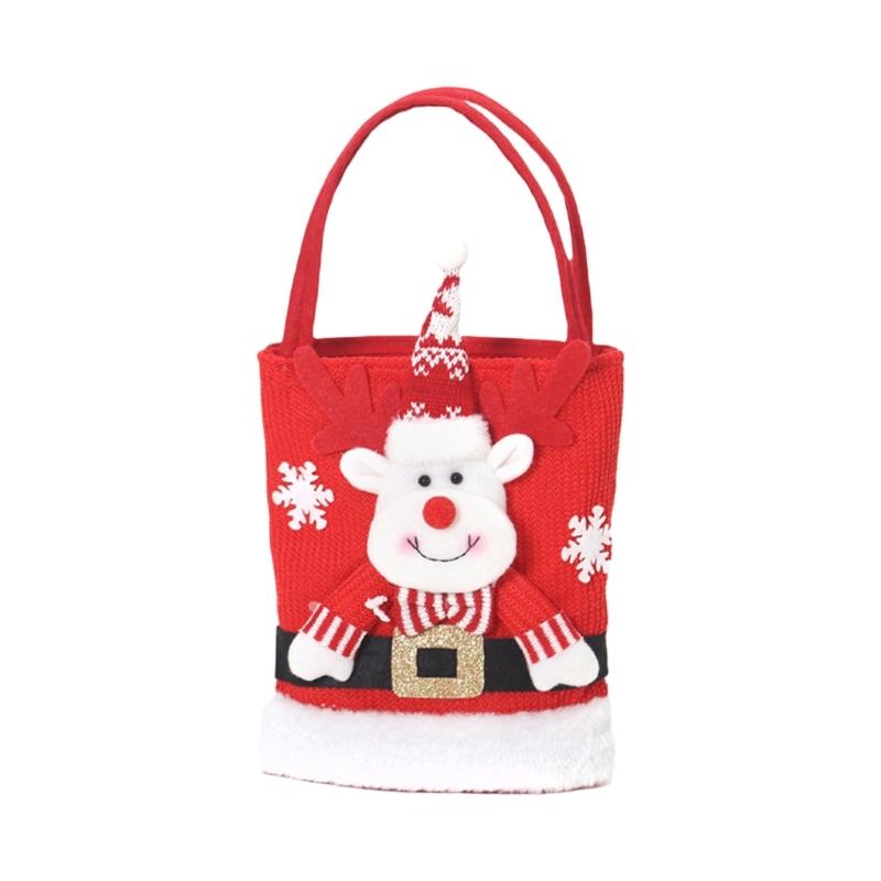 Festliche Filz-Geschenktasche mit Weihnachtsmann- und Schneemann-Motiven Süßigkeitentüten Geschenk für Weihnachtsverpackung