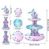 Mermaid Cupcake Stand Birthday Party Decorations, Under The Sea Supplies Favors with Mermaid Tail Toppers for Little Girl