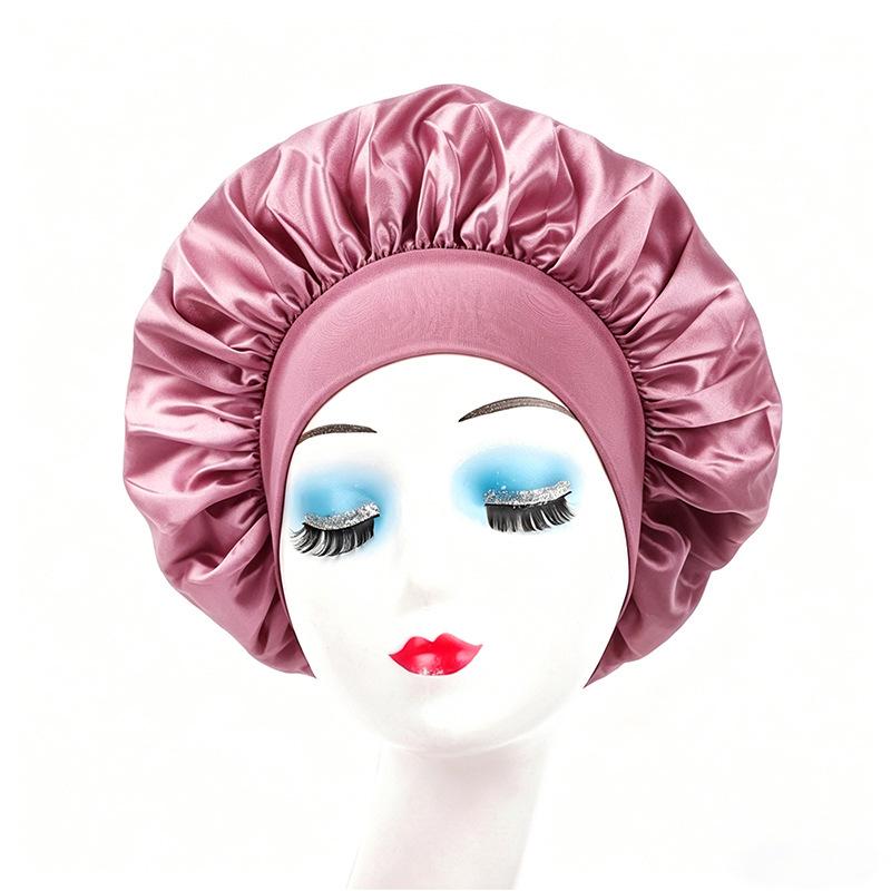 Wide Brim Satin Nightcap: High Elasticity Anti-Frizz Silk Chemotherapy Hat for Hair Care