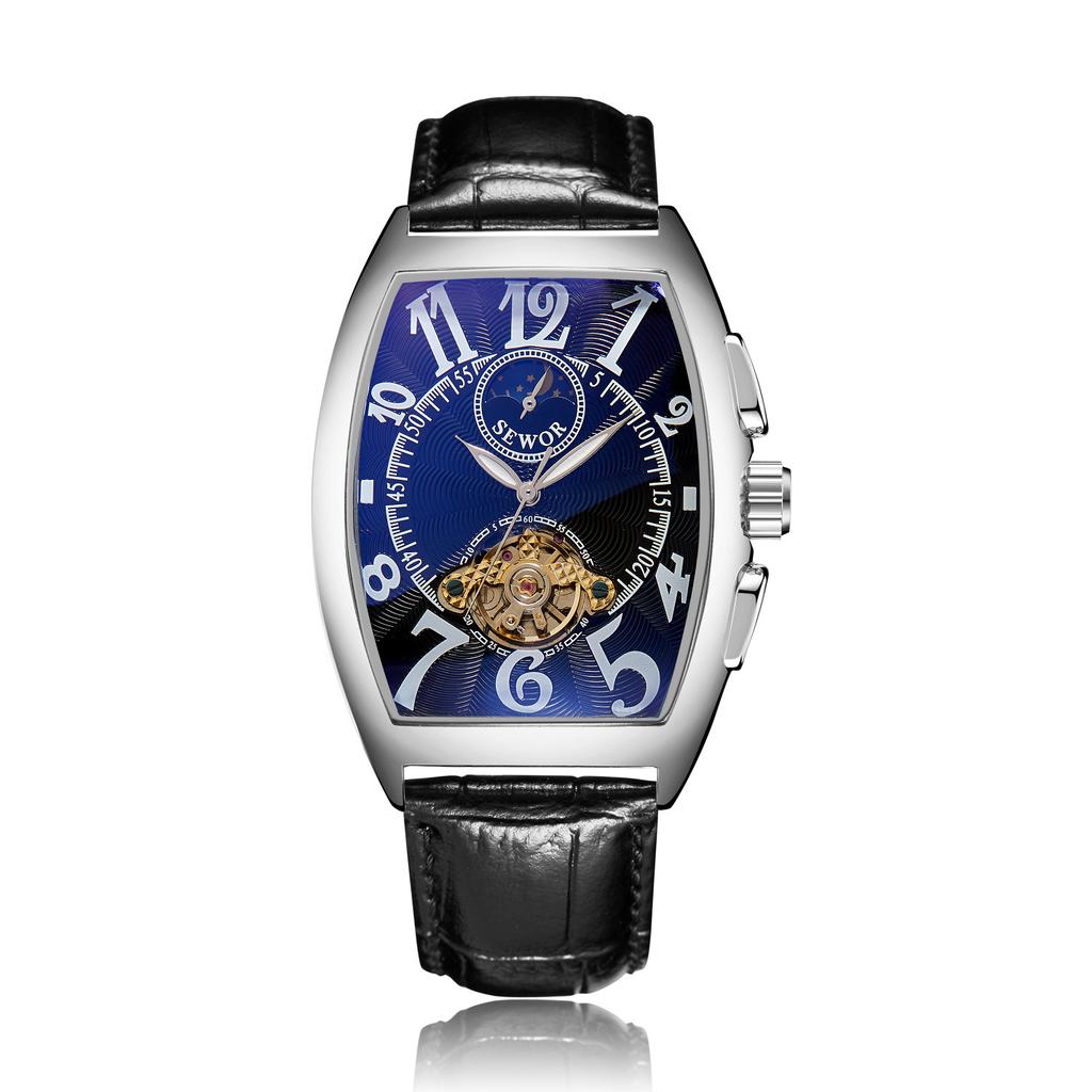 Men'S Mechanical Watch Waterproof Wine Barrel Type Hollow Belt Men'S Watch Personality Social Guy Men'S Watch