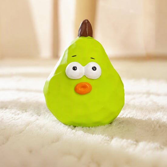 Boredom Relief Pet Toy Squeaky Pear Dog Toy, Latex Chew Anxiety Interactive Fetch Teeth Cleaning for Aggressive Chewers Durable Teething