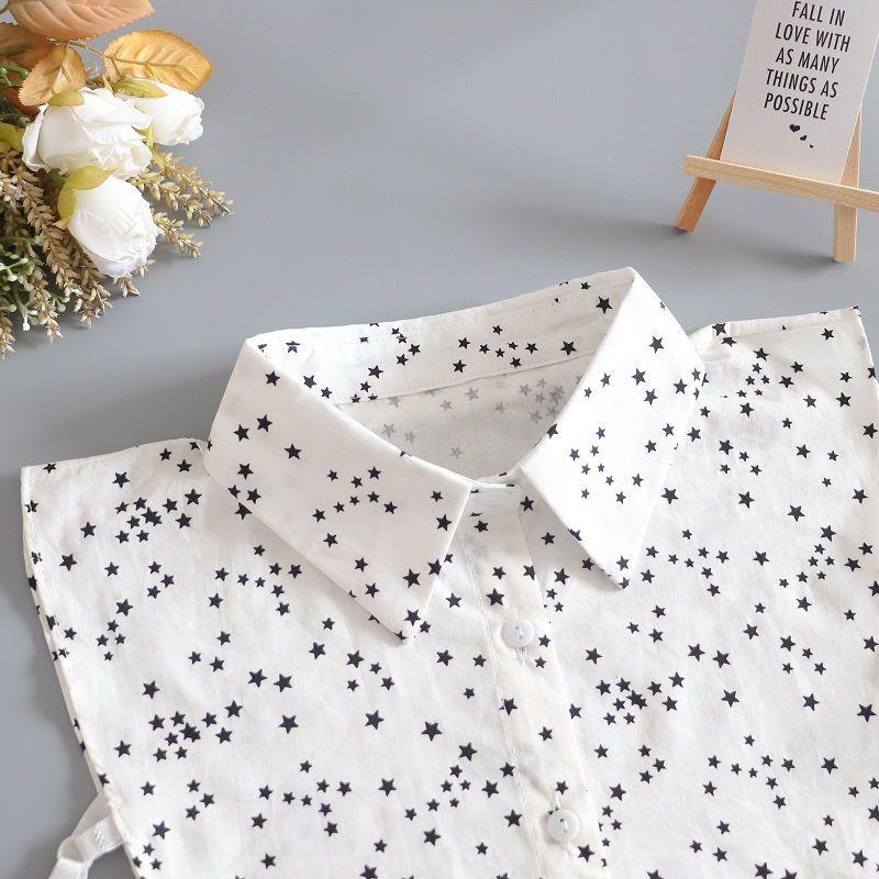 Fashion White Printed Collar Lapel Shirt Fake False Collar For Women Black Detachable Collars For Women Half Shirt Faux Col Tie