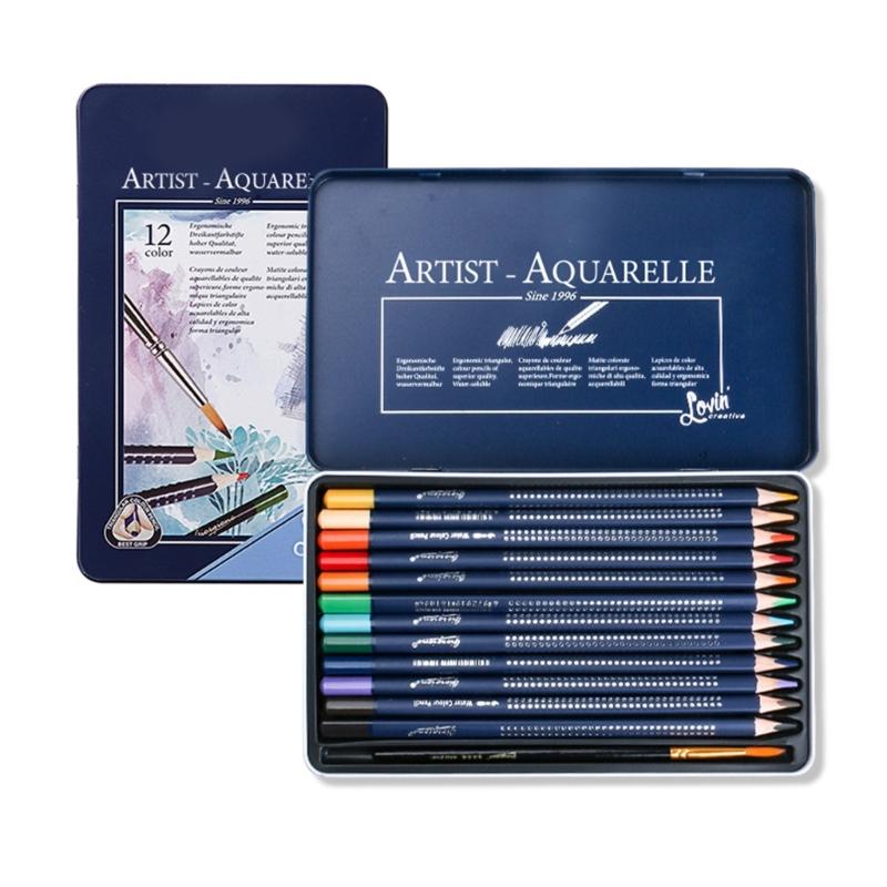 

Coloring Pencils Set in Metal Case Coloured Pencil with Brush Portable Artist Watercolor Pencil for Coloring Sketching