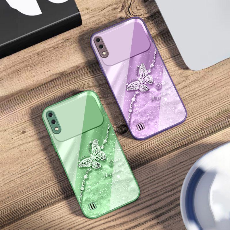 An elegant blue butterfly For Samsung M02 12 Note 8 9 10 20 A 01 A02 A03 Core 04 05 06 10 12 13 14 15 A16 glass Ultra phone case