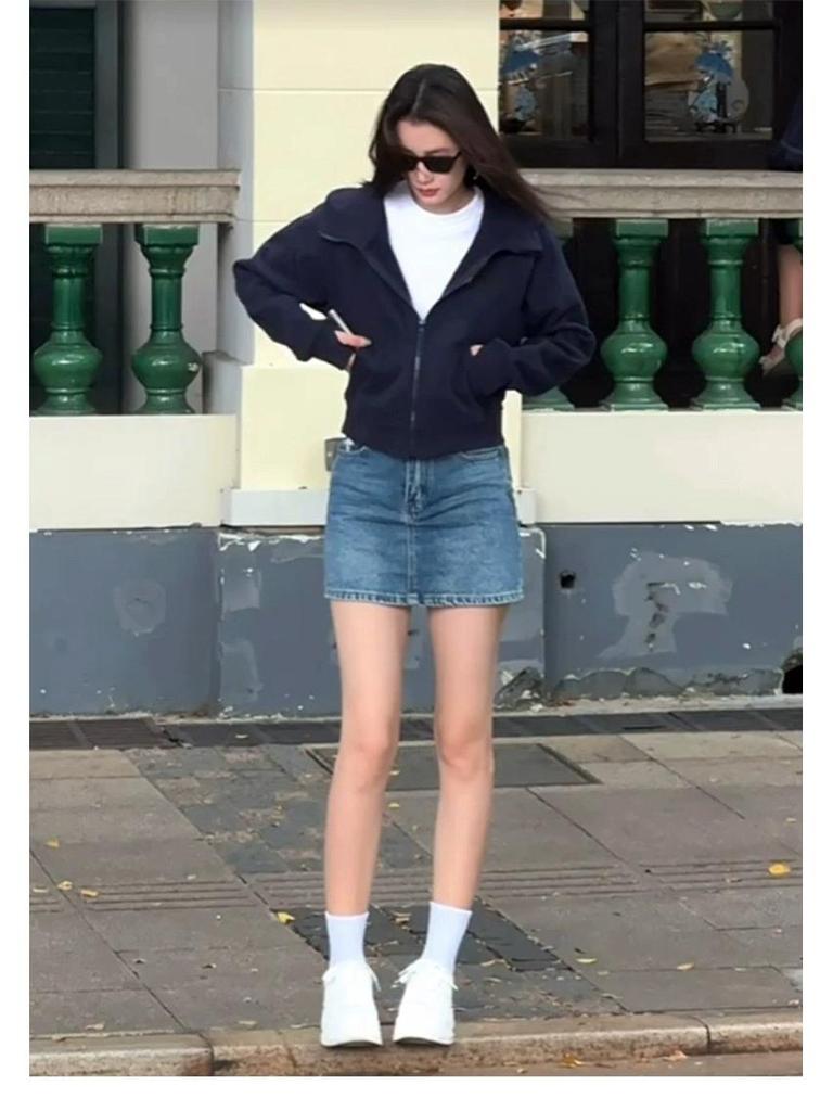 Damen Kurze Hoodie-Jacke - Frühher Herbst 2025, Neuer Koreanischer Stil, Petite Strickjacke, Dickes Oberteil