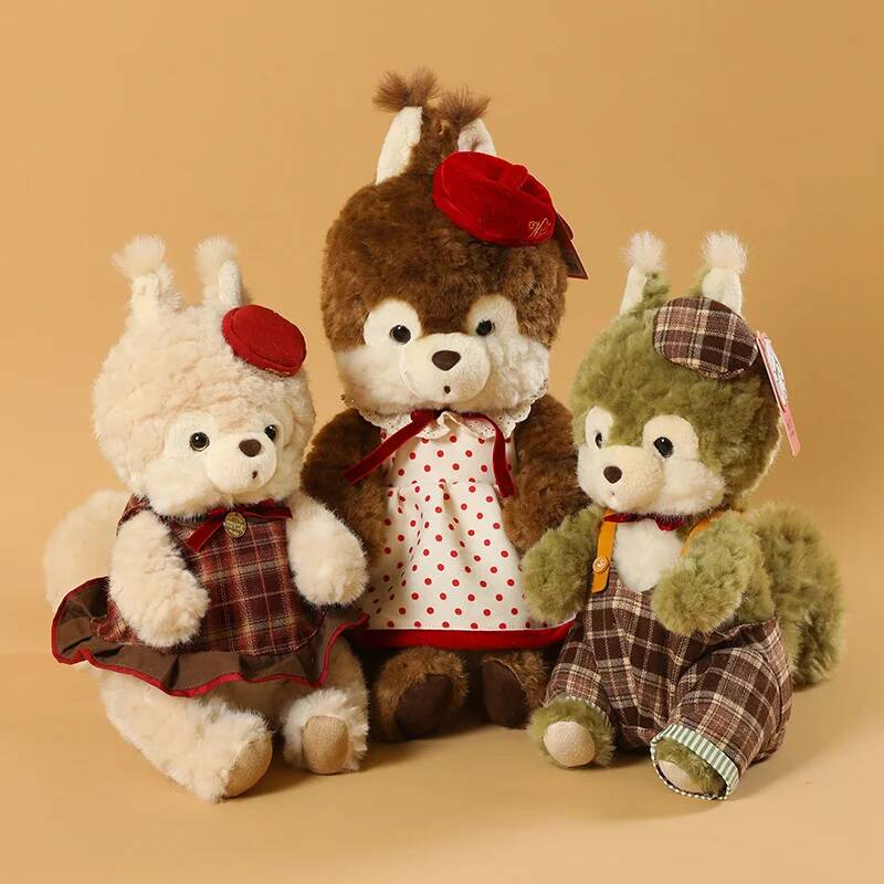 30/40cm Kawaii Squirrel Plush Toy 3 Colors Stuffed Squirrel with Clothes and Dress Animal Doll Kid Toys Birthday Gift