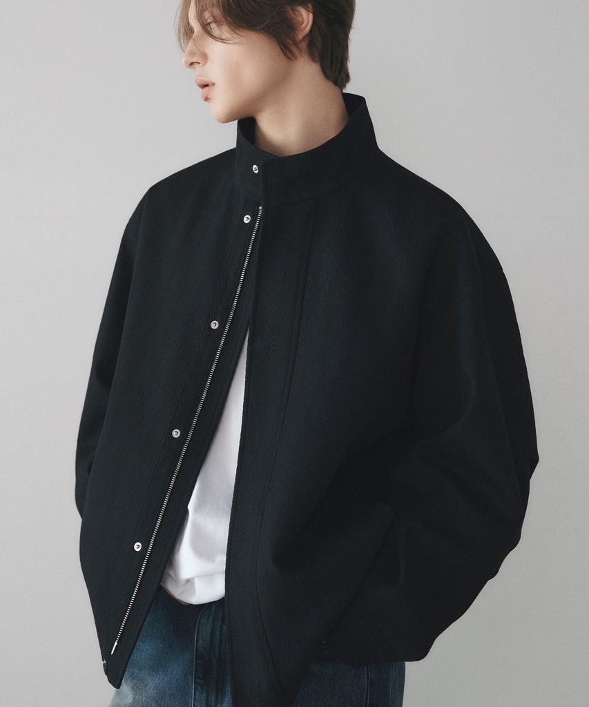 Rotember Herringbone Twill High-Neck Jacket [Black]