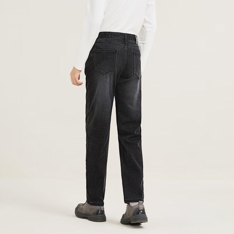 Qipai Men's Jacquard Denim Stretch Straight-Leg Jeans