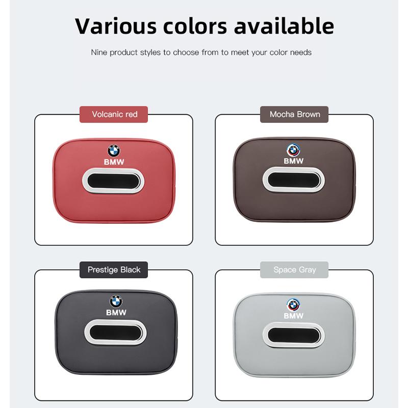 Car Tissue Box Holder Leather Car Armrest Napkin Case Sun Visor Backseat Bag For BMW F30 F10 X1 X2 X3 X4 E28 E90 F20 GT i4 M3 M5 NH8