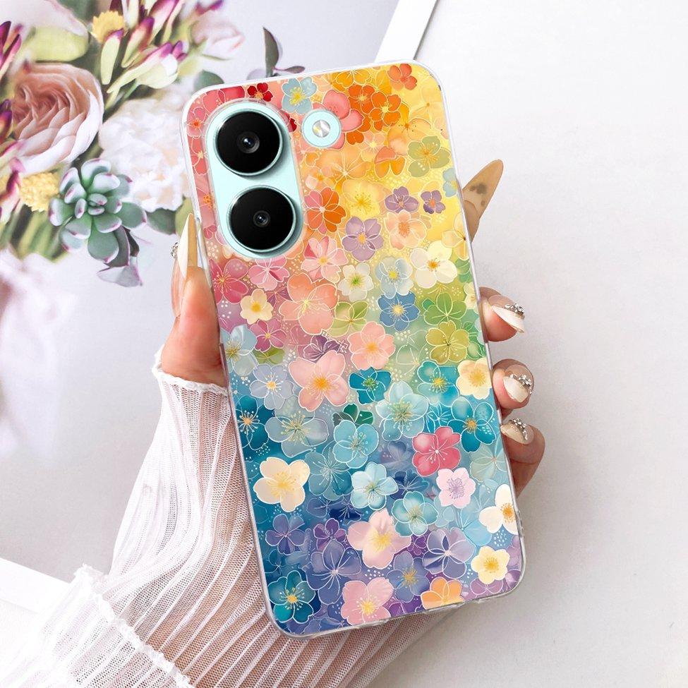 6.59'' Case For Xiaomi Poco X8 Pro 5G Cover Transparent Fashion Flowers Cute Cat Cool Painted Soft Casing 2511FPC34G