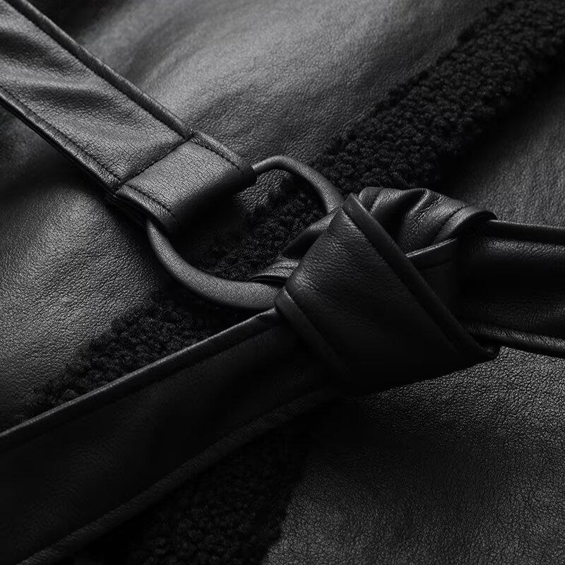 2024 Women's Fashion Shearling Coat: Versatile Solid Color, Square Neck, Belted Design for Winter