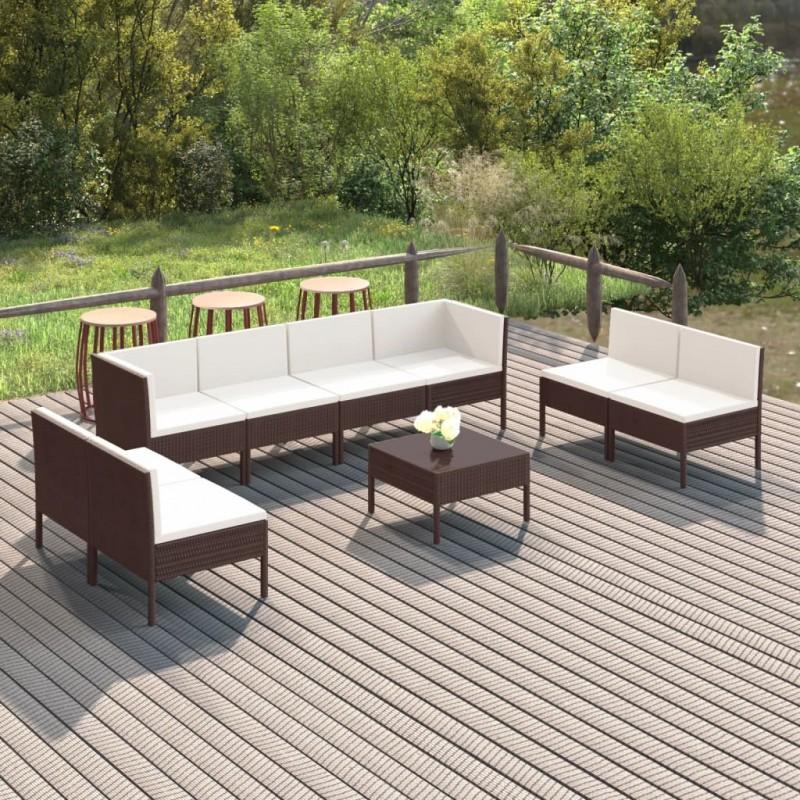 Day and Night - Day and Night Garden Furniture Set 9 Pieces and Brown Synthetic Rattan Cushions
