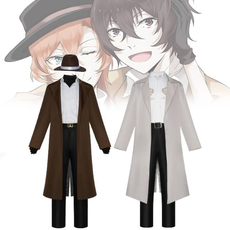 Comfortable Anime Cosplay Outfits For Gamers Bungo Stray Dogs Dazai Chuuya Soft Fabric