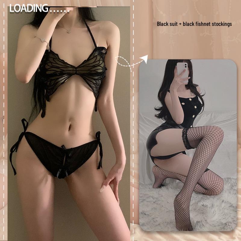 Shuo Yao Plus Size Sexy Butterfly Tie-Up Lingerie Sleepwear Set