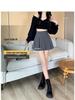 Spring Autumn 2023 Women's Black A-Line Puffy Umbrella Skirt - Pleated Midi, Slim Fit, Waist-Flattering, Short Skirt Fashion for Tall Figures