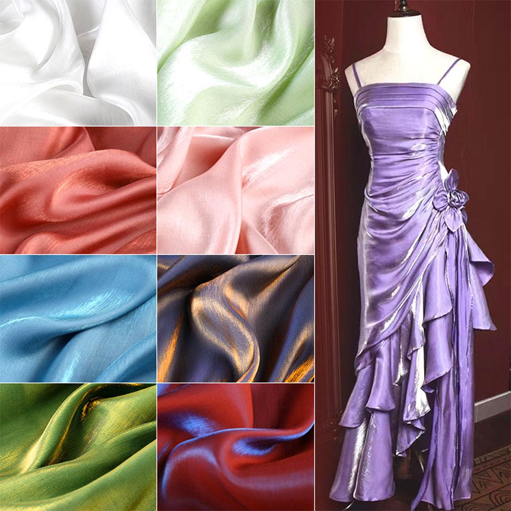 100x150cm Gradient Two-color Silk Fabric For Designer Styling Fashion Skirts Sewing Bridal Veil Prom Gown Upholstery Soft Smooth
