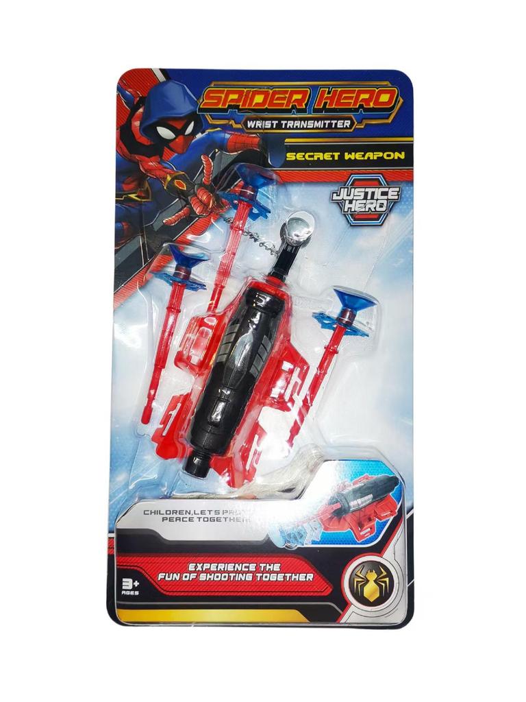 Spider Hero Wrist Launcher: Suction Cup Web-Shooter Toy with Sticky Wall Soft Bullet