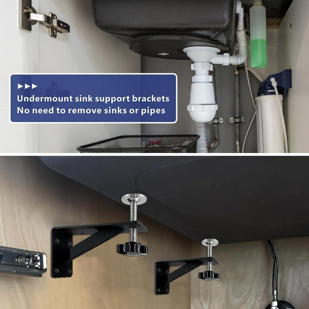 4 Pcs Undermount Sink Brackets, Undermount Sink Support, Undermount Sink Repair kit, Sink Bracket for Kitchen, Undermount Sink Brackets for Narrow