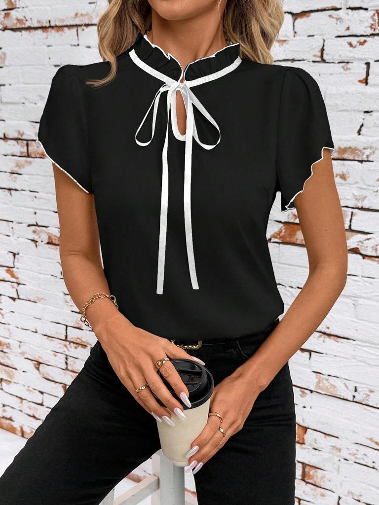 2026 Women's Elegant Tie-up Ruffle Sleeve Shirt Top