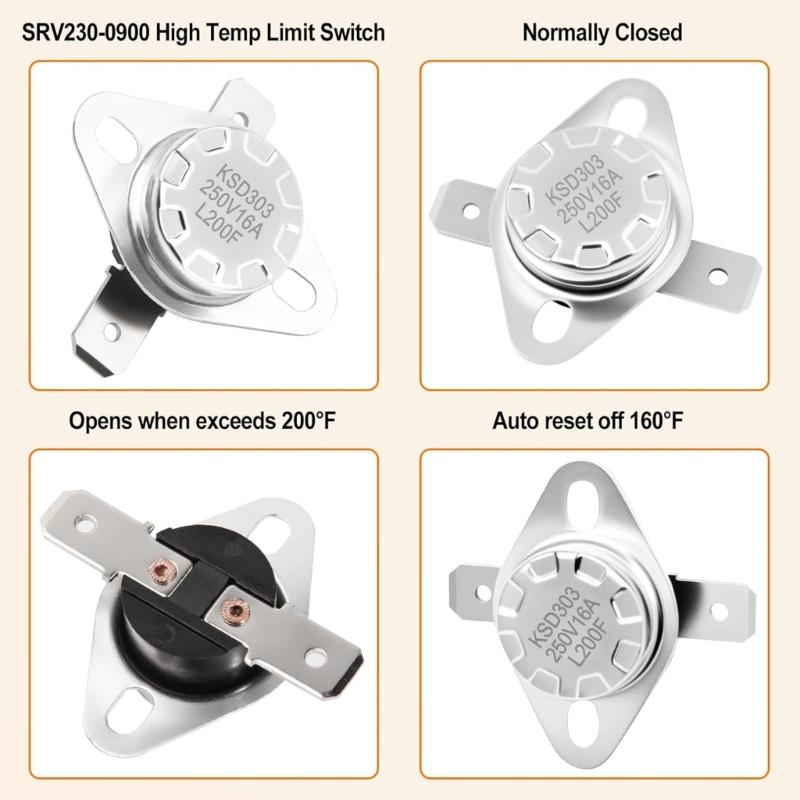 SRV230-0900 Temperature Control Switcher Safety Thermostat Switcher Auto Reset High Temp 200°F for Stove Protection Heating