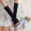 Black White Y2k Fingerless Mittens Lace Ruffle Arm Warmers Punk Lolita Lace Gloves  Women Girls