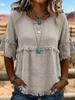 2026 European & American Loose Fit Women's Casual Short Sleeve Round Neck Pullover Top