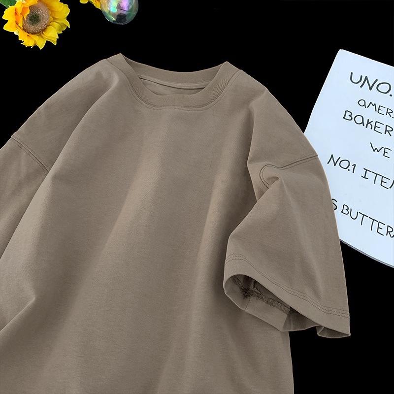 Neues 2025 Unisex Schweres Baumwoll-T-Shirt, Kurzarm, Reinweiß, Koreanischer High Street Stil