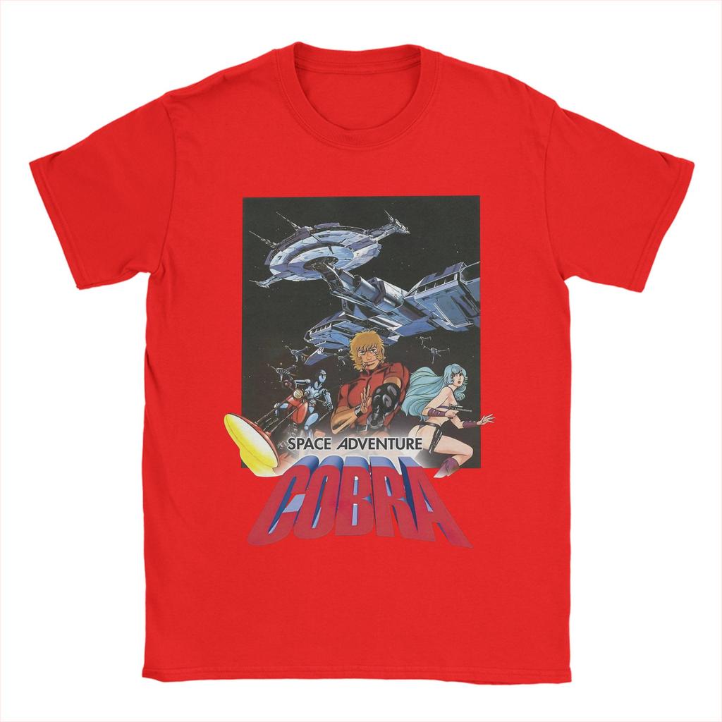 Men T-Shirt Cobra Space Pirate Anime Hipster Pure Cotton Tees Short Sleeve T Shirt Round Neck Tops 4XL