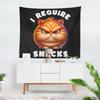 Aertemisi I Require Snacks Funny Cat Meme Tapestry Wall Hanging Art for Bedroom Living Room College Dorm Party Backdrop