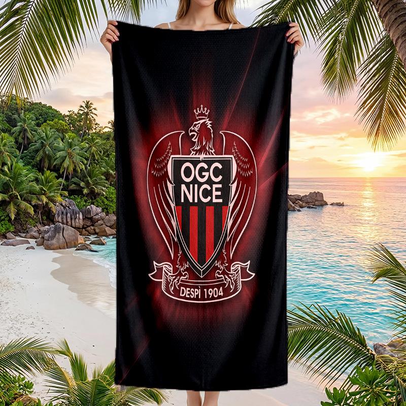 OGC Nice FC Druck Schnelltrocknendes Strandtuch Mikrofaser Saugfähig Tragbares Reise-Handtuch zum Schwimmen