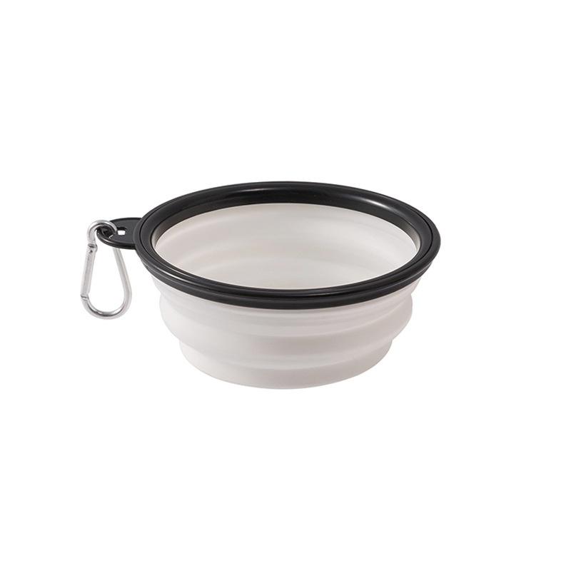 Folding Portable Silicone Dog Feeder Bowl 2-in-1 Pet Dispenser with Carabiner for Outdoor Travel Food And Water Container for Do