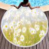 Botanical Daisy Floral Round Beach Towel,Microfiber Garden Flower Circle Beach Blanket,Roundie Yoga Meditation Mat Picnic Rug