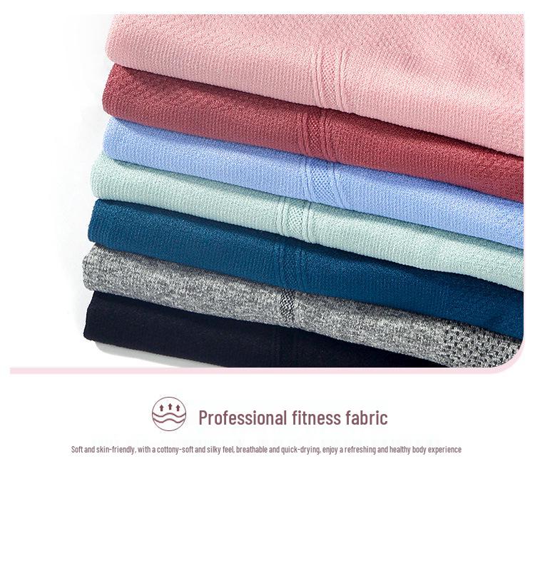 2.0 Evropský a americký jógový top s kulatým výstřihem: Dámský vysoce elastický fitness krátký rukáv