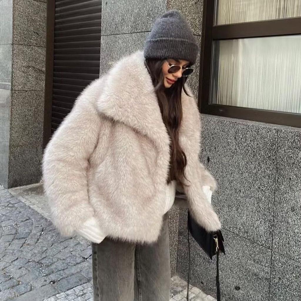 Fur Jacket, Suit Collar, Imitation Fox Fur Top, Loose Coat Thickened Winter New