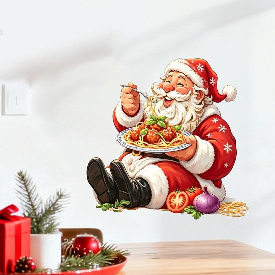 Festive Party Supplies Santa Claus Wall Sticker, Waterproof PVC Decal, Removable Decorative Creative Xmas Gifts for Friends Art Glass Windows