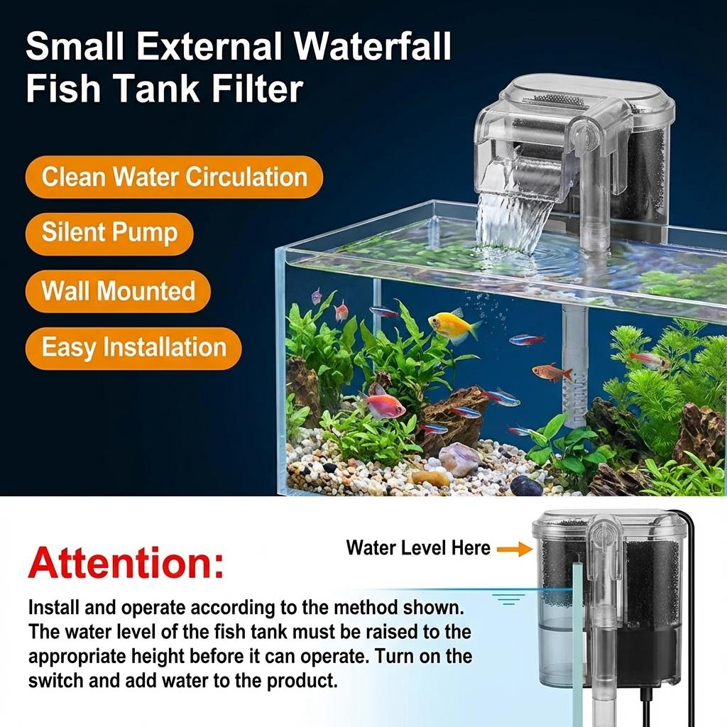1PC Mini USB Suspended Fish Tank Filter 2.5W 250H/L Suitable for Aquariums under 30cm Portable Water Cleaning System
