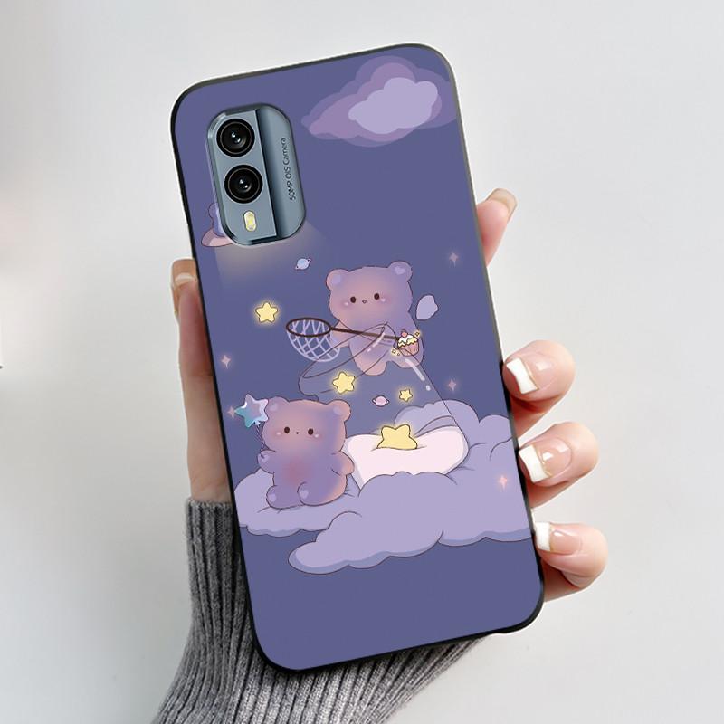 Casing For Nokia X30 5G Case Aesthetic Fashion Cute Cat Astronaut Cartoon Black Silicone Soft Shockproof Phone Case Back Cover