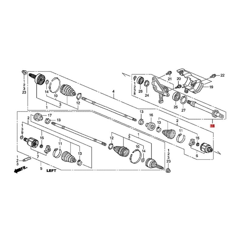 A16P-Car Intermediate Shaft 44500-SDB-A00 For Honda Accord 2003-2007 Acura TL 2004-2006 Front Half Shaft Assy 44500SDBA00
