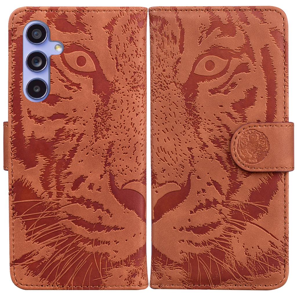 For Samsung Galaxy A35 5G Case Tiger Pattern Imprinted Leather Phone Cover
