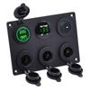 6 In 1 Aluminum Panel 12V Power Socket Power Outlet 4.2A Dual USB Charger LED Voltmeter Toggle Switch for Marine RV