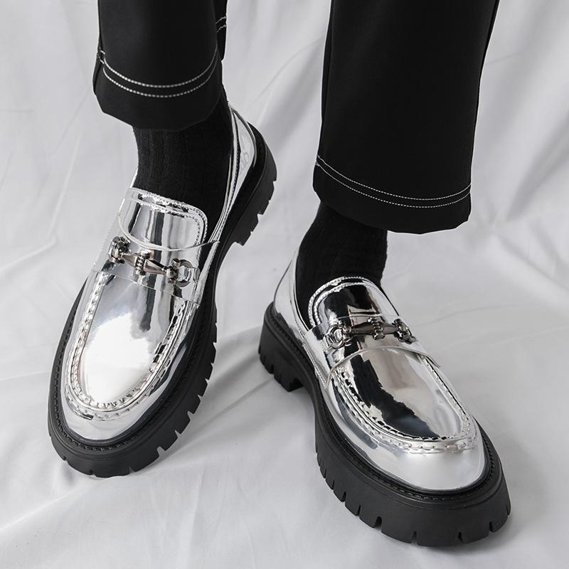 2025 Large Size Shoes, Teenagers Big Head Shoes, One-pedal Loafers, Small Thick-soled Heightening Leather Shoes, Men's Shoes