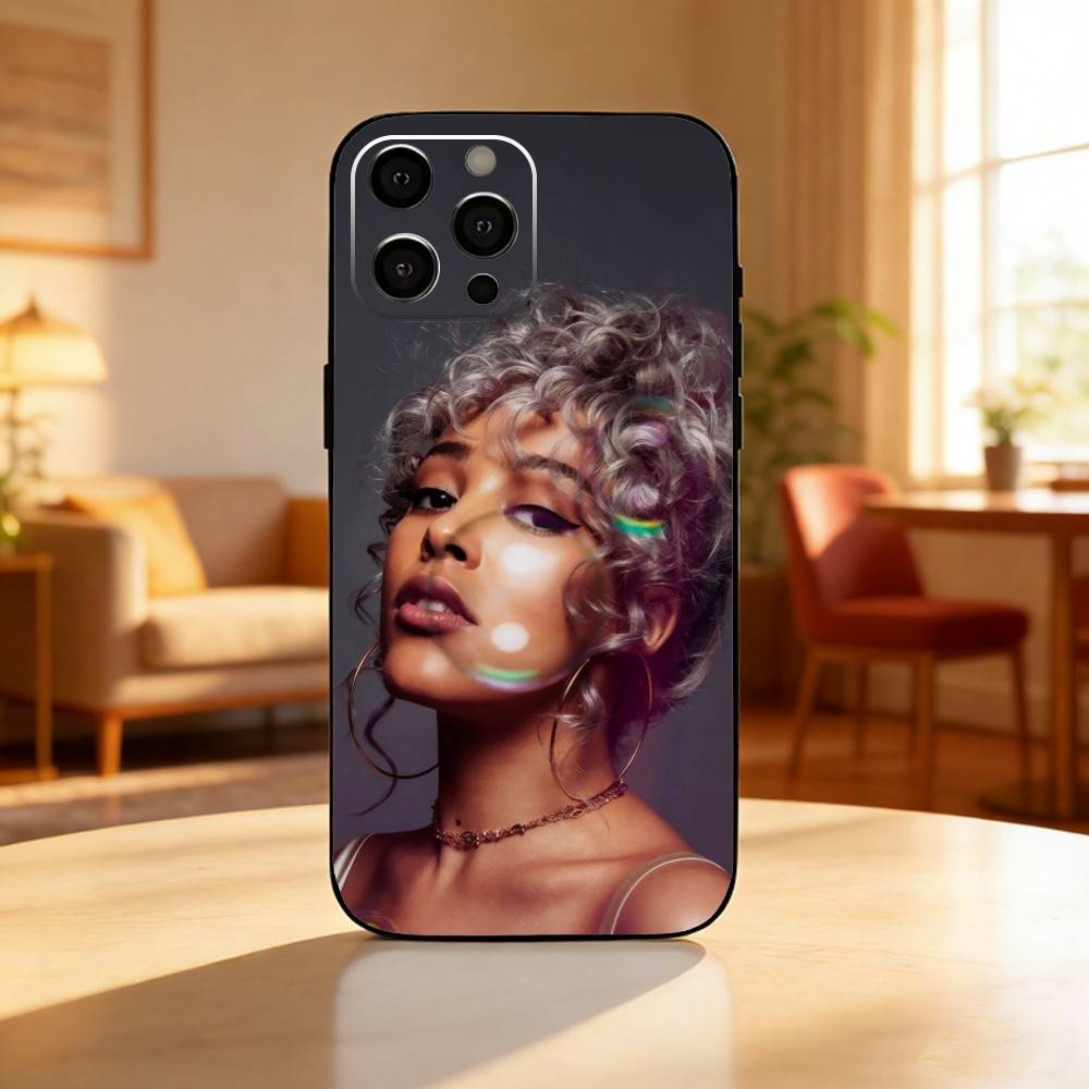 Cute D-DOJA Cat Singer Phone Case For iPhone17,16,15,14,13,12 Plus,Max Soft Silicone Black Cover