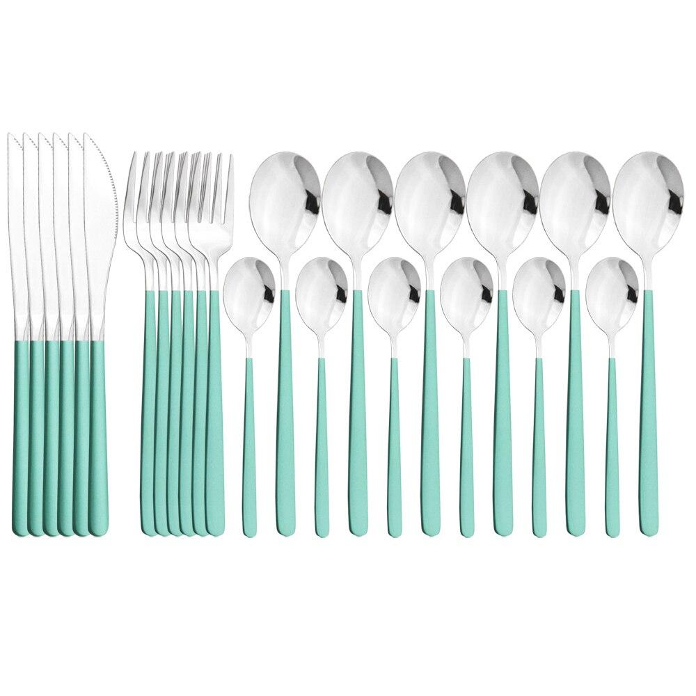 Pink Gold Cutlery Set 18/10 Stainless Steel Dinnerware Set 24Pcs/Set Knives Fork Spoon Dinner Flatware Set Kitchen Tableware Set