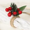 Christmas Napkin Rings Red Flower Towel Buckle Napkin Buckle Natural Jute Napkin Holder Wedding Party Christmas Table Decor
