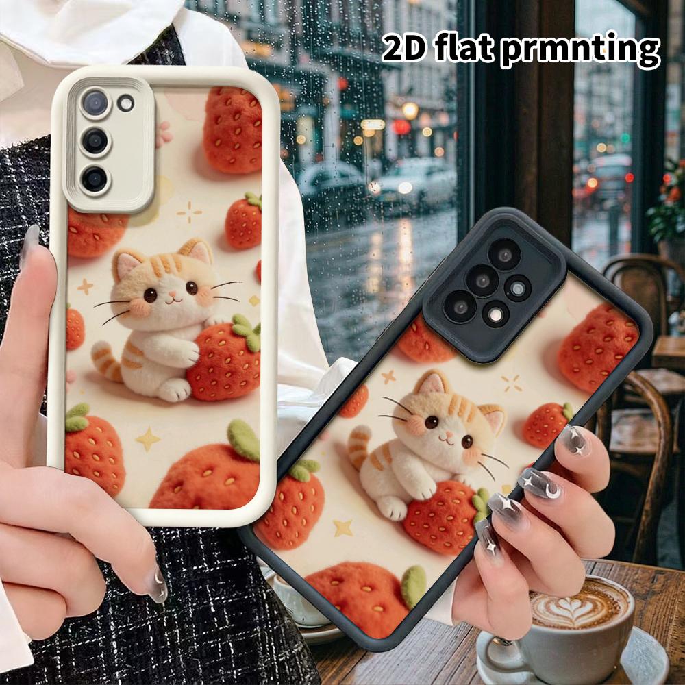 Phone case: 2D flat, suitable for Samsung Galaxy A34 A35 M05 M06 S20 S22 S21 FE Plus 5G protective case, felt little kitten, perfect Christmas and Hal
